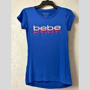 Bebe Blue Tee Shirt Patriotic USA Style Size S